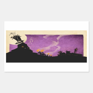 Adesivo Retangular 4 Pequenos Monstros - Noite de Halloween