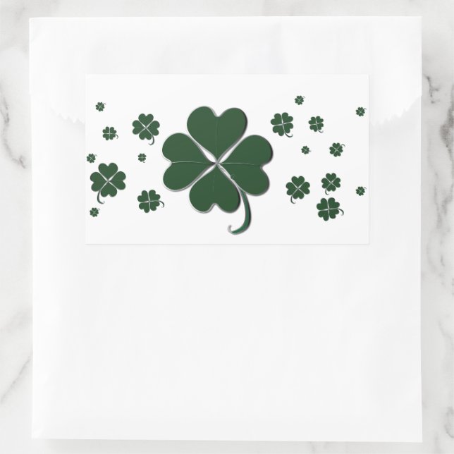 Adesivo Retangular 4 Ruas de Shamrock de folga. Dia de Patrick (Bolsa)