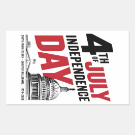 Adesivo Retangular 4th of July 250th Anniversary Independence Day