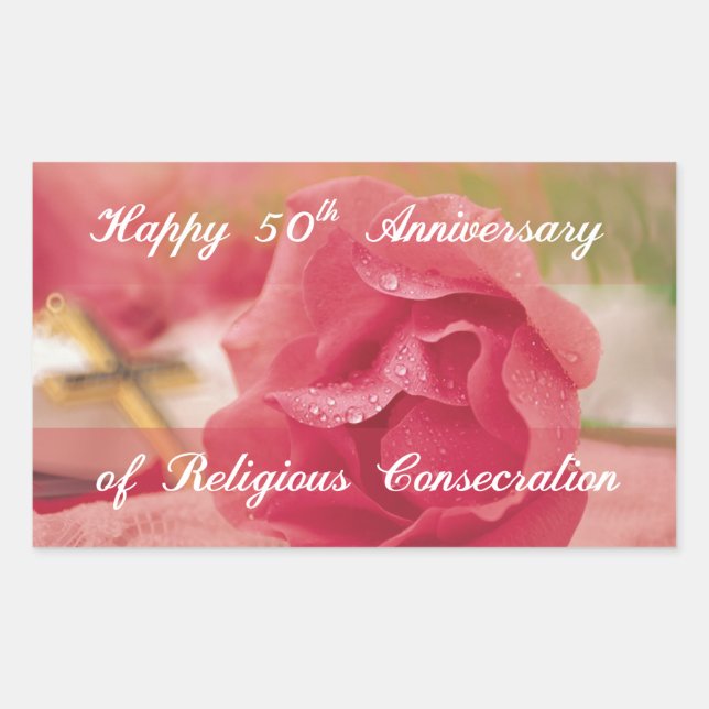 Adesivo Retangular 50.º Aniversário da Rosa de Conseção Religiosa (Frente)