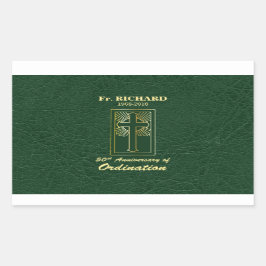 Adesivo Retangular 50 anos personalizáveis do Verde de Ordenação