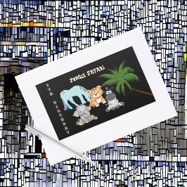 Adesivo Retangular 7 Birthday Jungle Safari Elephant Zebra Unicorn