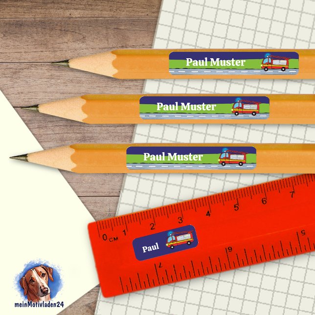 Adesivo Retangular 92 DIY Stifteaufkleber Feuerwehr in der Nacht (92 DIY Stifteaufkleber zum selber ausschneiden - Motiv: Feuerwehrauto in der Nacht)