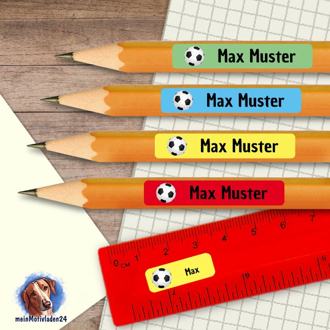 Adesivo Retangular 92 DIY Stifteaufkleber Fußball bunt (92 DIY Stifteaufkleber zum selber ausschneiden - Motiv: Fußball - gruen, blau, gelb, rot)