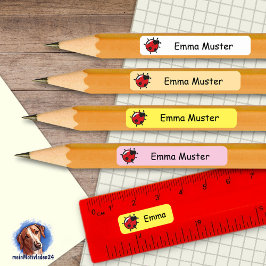 Adesivo Retangular 92 DIY Stifteaufkleber gelb rosa - Marienkäfer