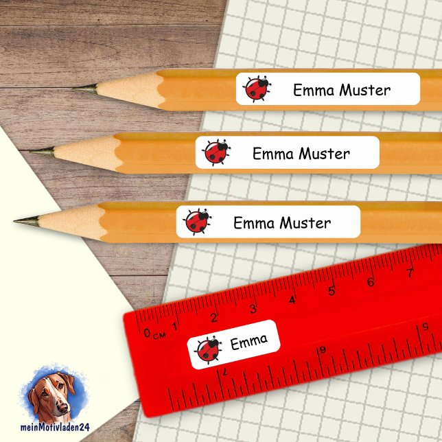 Adesivo Retangular 92 DIY Stifteaufkleber weiß - Marienkäfer (92 DIY Stifteaufkleber zum selber ausschneiden - Motiv: Marienkäfer - weiß)