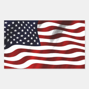 Adesivo Retangular A acenar com a bandeira americana