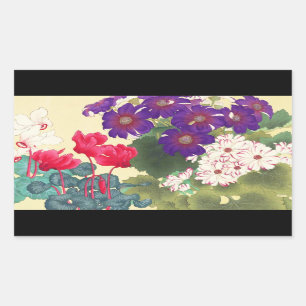 Adesivo Retangular A aguarela japonesa clássica do vintage floresce