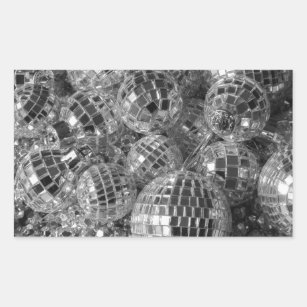 Adesivo Retangular A bola do disco Ornaments a foto preto e branco
