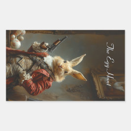 Adesivo Retangular A caça ao ovo, caça ao coelho da Páscoa