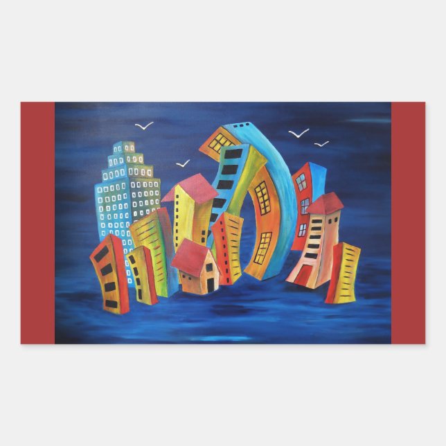 Adesivo Retangular A cidade flutuante (Frente)