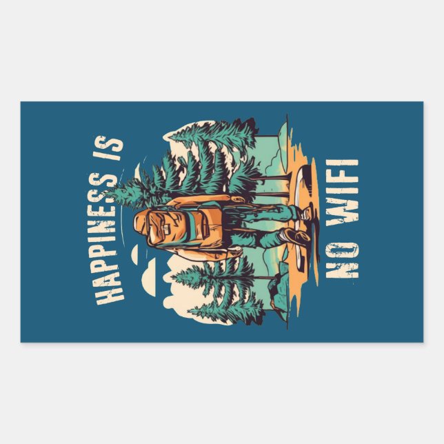 Adesivo Retangular A Felicidade Não É Um Backpack Wifi (Frente)