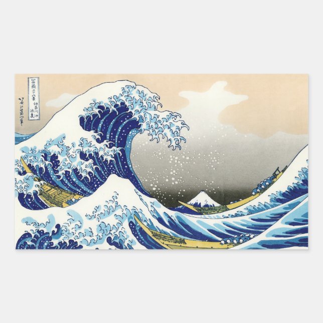 Adesivo Retangular A grande onda de Kanagawa Katsushika Hokusai (Frente)