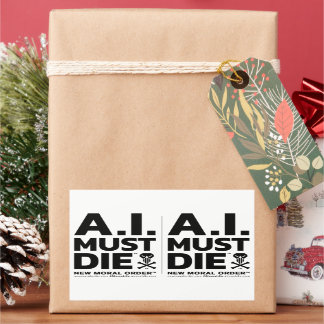 Adesivo Retangular A.I. Precisa morrer™ Logotipo (fonte em negrito)