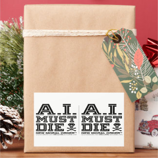 Adesivo Retangular A.I. Precisa morrer™ Logotipo (fonte universitária