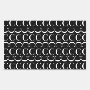 Adesivo Retangular A letra inicial C do monograma, escolhe a cor do