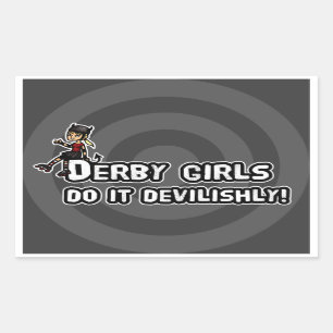 Adesivo Retangular A menina de Derby fá-lo devilishly