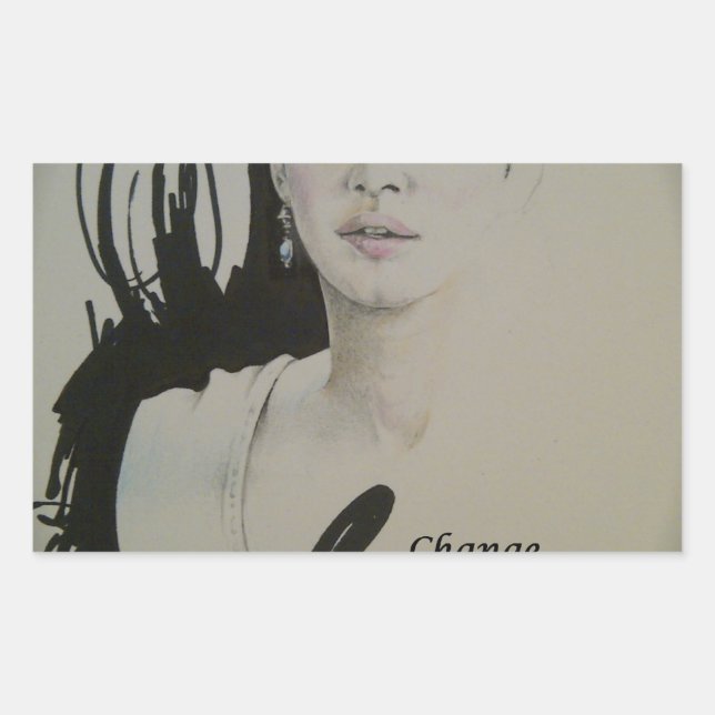 Adesivo Retangular A mudança não é um espectador Impressão de arte de (Frente)