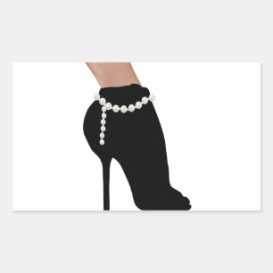 Adesivo Retangular a mulher bonita da silhueta à moda calça o salto