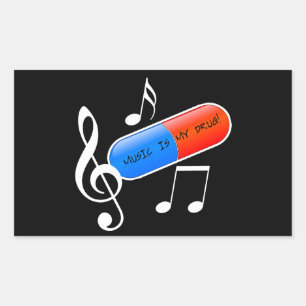Adesivo Retangular A música é a minha droga!