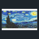 Adesivo Retangular A Noite Estrelada - Van Gogh<br><div class="desc">A Noite Estrelada é um óleo na pintura de canvas do pintor holandês Poste-impressionista Vincent van Gogh. Pintado em junho de 1889,  mostra a visão da janela voltada para leste do seu asilo na Santo-Rémy-de-Provence,  pouco antes do nascer do sol,  com a adição de uma vila imaginária</div>