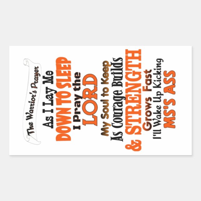 Adesivo Retangular A Oração do Guerreiro MS (Frente)