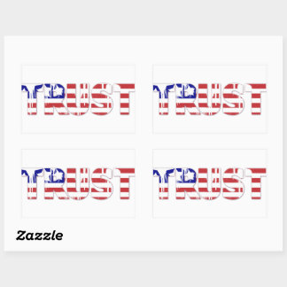 Adesivo Retangular A palavra Confiança com a Bandeira Americana Patri