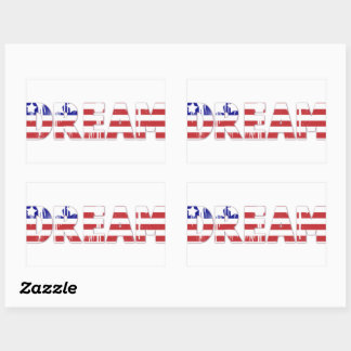 Adesivo Retangular A palavra Sonho com Bandeira Americana Patriótica