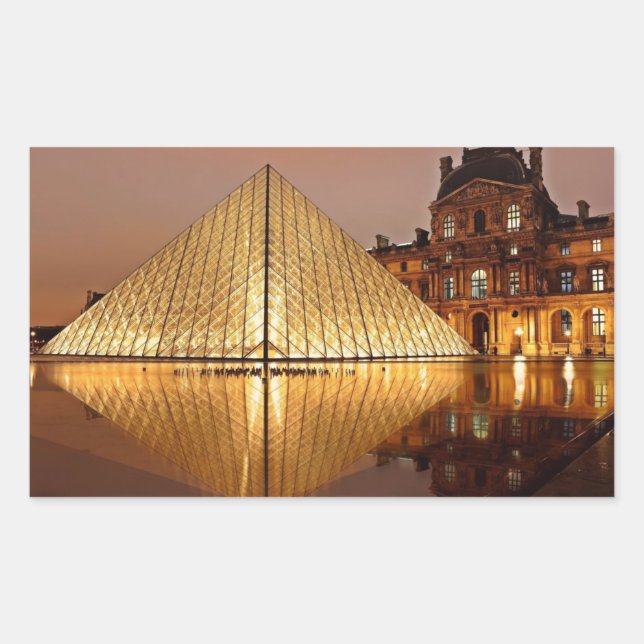 Adesivo Retangular A Pirâmide do Louvre no pátio do Louvre (Frente)