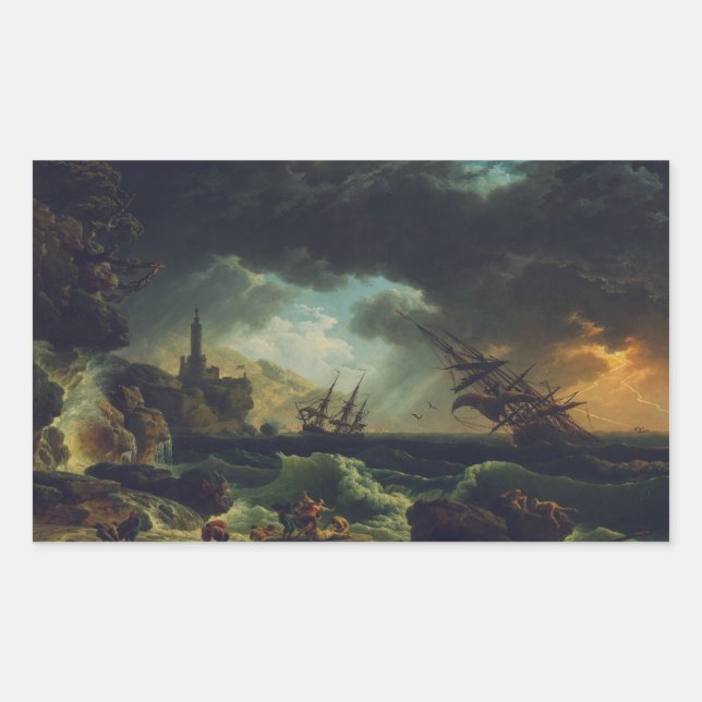 Adesivo Retangular A Shipwreck in Stormy Seas by Claude-Joseph Vernet (Frente)