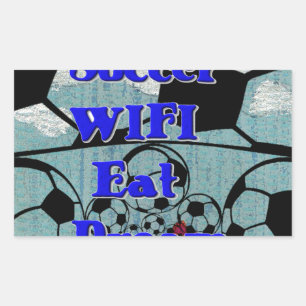 Adesivo Retangular A WIFI De Futebol Comeu Sonho Repetindo.