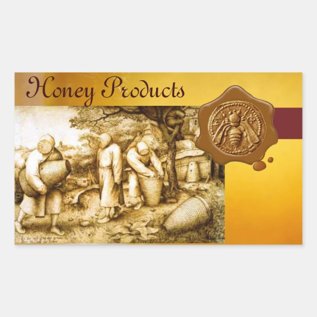 ADESIVO RETANGULAR ABELHA DE MEL, SELO DE CERA MARAVILHOSA (Frente)