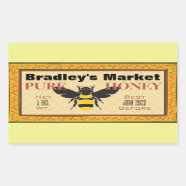 Adesivo Retangular Abelhas de madeira amarela e preta personalizadas