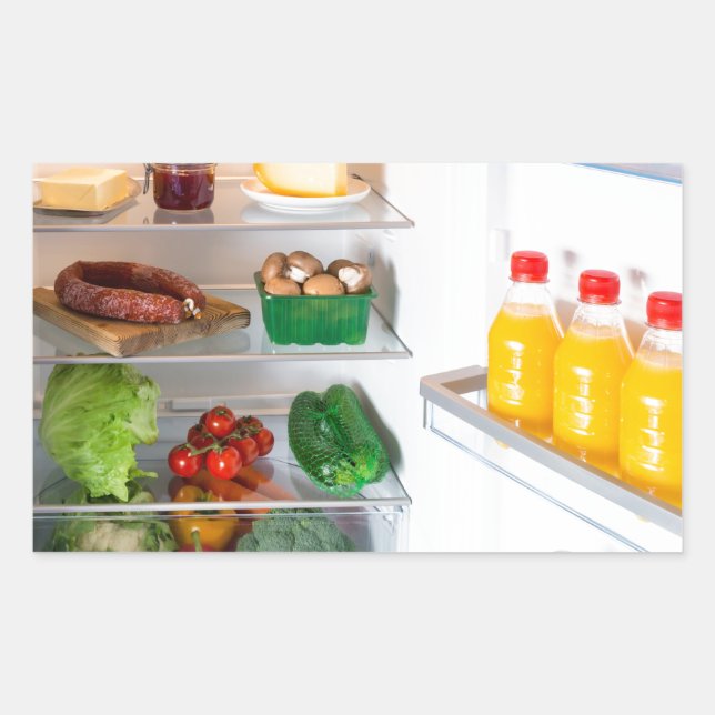 Adesivo Retangular Abrir o frigorífico cheio de comida (Frente)