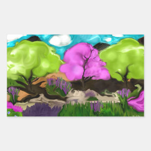 Adesivo Retangular Abstrato Art Cotton Candy Trees