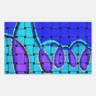 Adesivo Retangular Abstrato azul francês com textura tecida