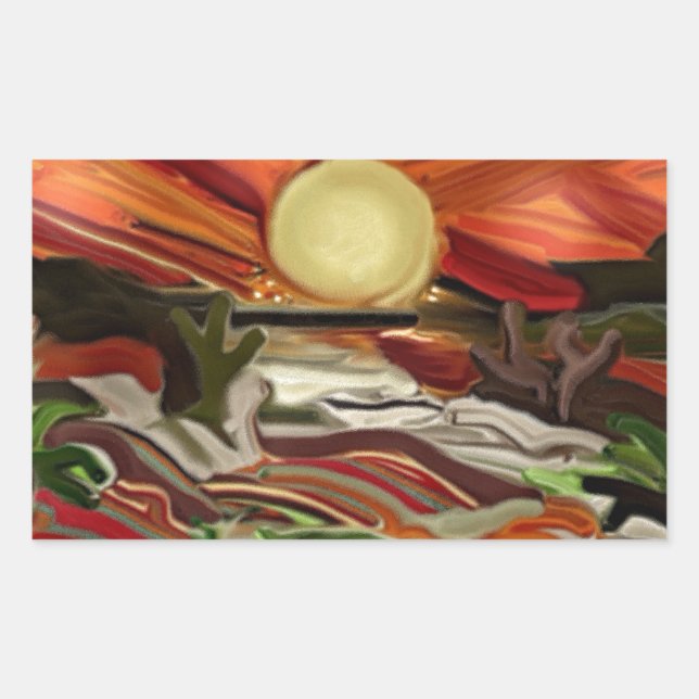 Adesivo Retangular Abstrato de Arte do Sudoeste do Céu (Frente)