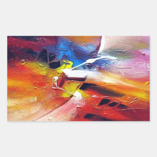 Adesivo Retangular Abstrato: Expressão de pintura Modelo colorida