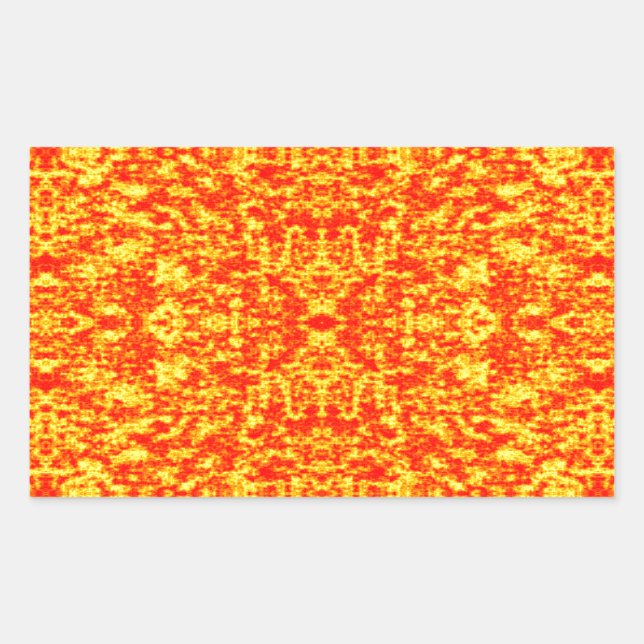Adesivo Retangular Abstrato Fractal Em Vermelho E Laranja (Frente)