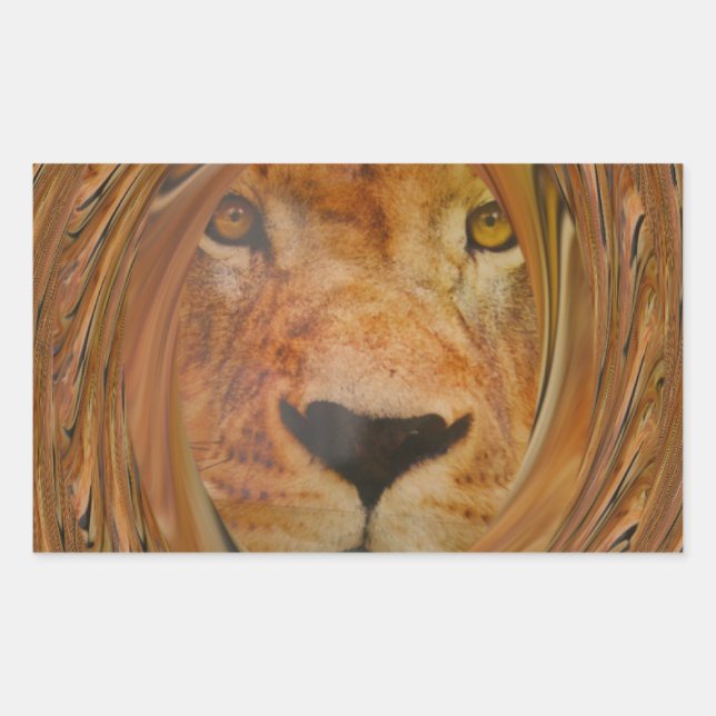 Adesivo Retangular Abstrato Lion Safari Art Impressão (Frente)