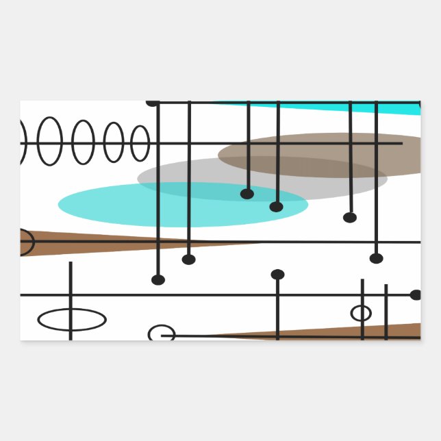 Adesivo Retangular Abstrato Moderno do século Médio da Era Atômica (Frente)