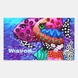 Adesivo Retangular Abstrato Náutico Trio Colorida de Peixes Whimsical