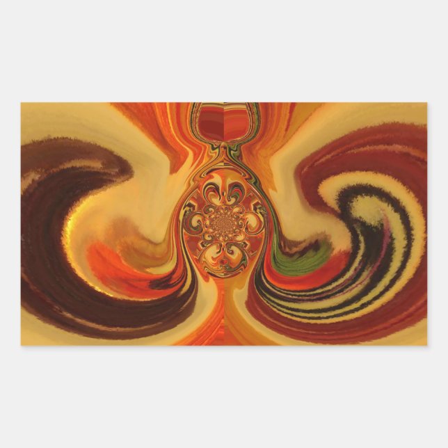 Adesivo Retangular Abstrato, rodopia com o Teardrop Center Art Impres (Frente)