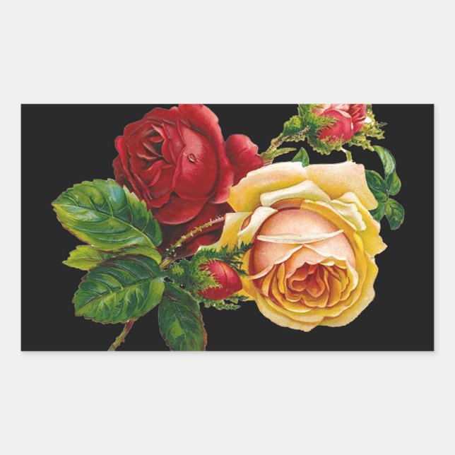 Adesivo Retangular Acessórios para Impressão de rosa - preto, vermelh (Frente)