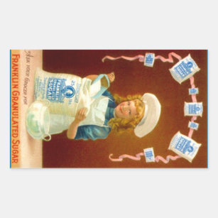 Adesivo Retangular Açúcar granulado da menina do anúncio do vintage