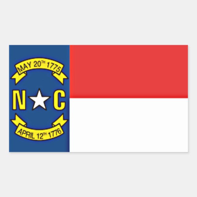 Adesivo Retangular Adesivo, Bandeira da Carolina do Norte, (Frente)