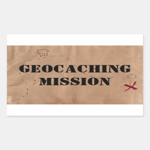Adesivo Retangular Adesivo: Missão de Geocaching, em um Mapa Antigo