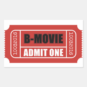 Adesivo Retangular Admit One - Ticket B-Movie