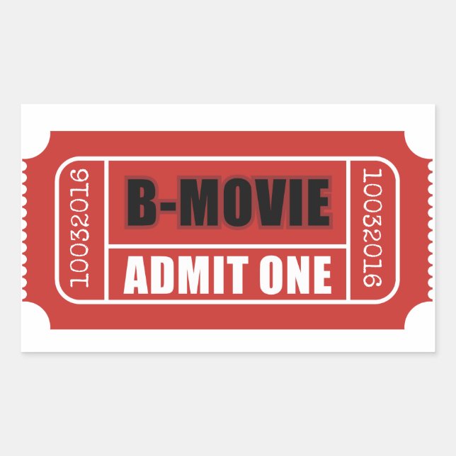Adesivo Retangular Admit One - Ticket B-Movie (Frente)
