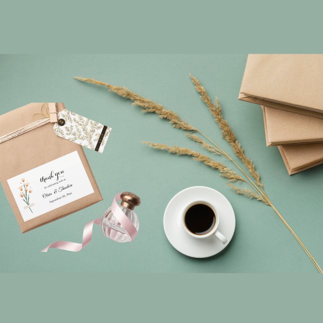 Adesivo Retangular Adorável Casamento de flor selvagem rosa-d'água (Criador carregado)